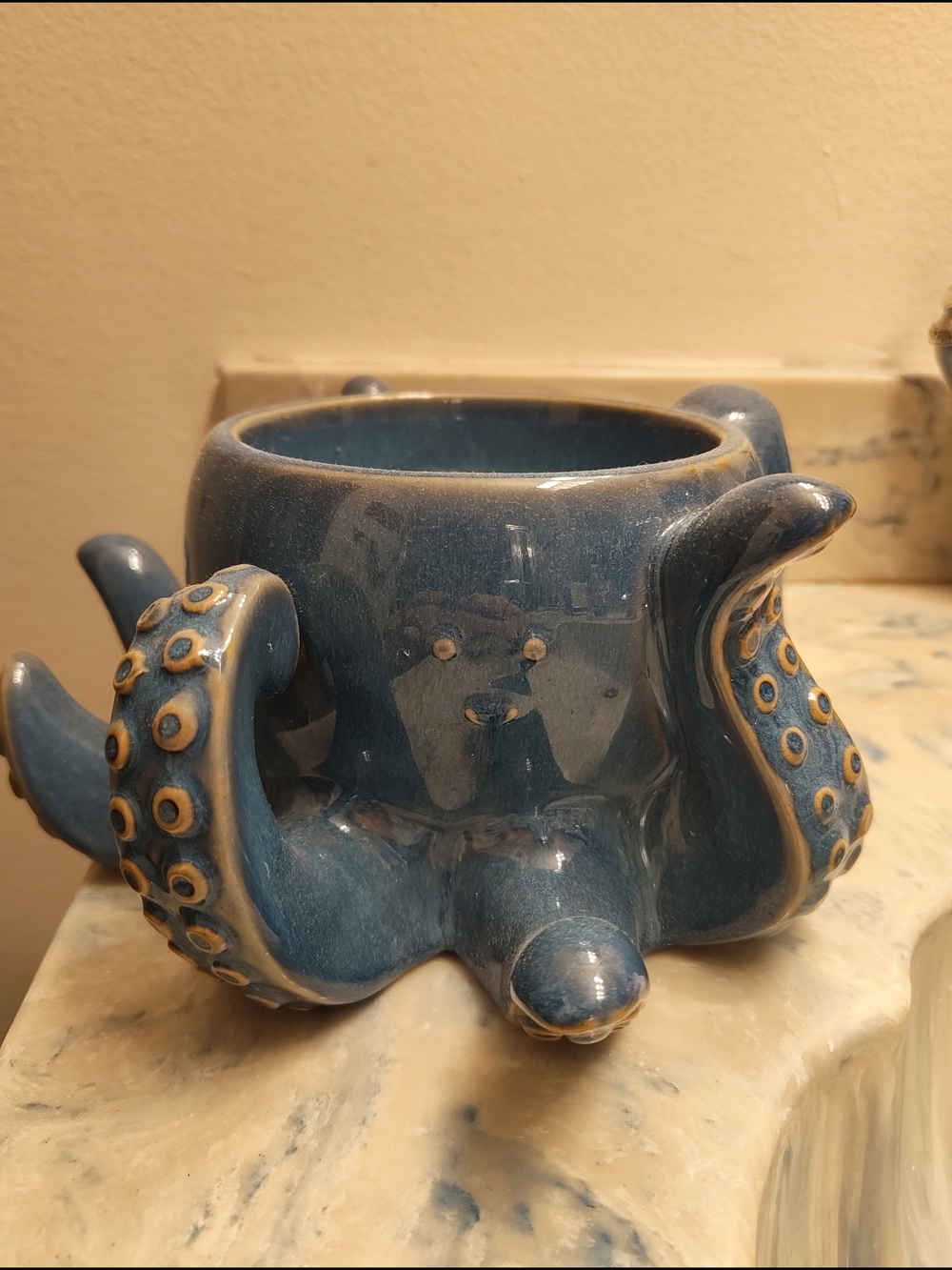 Bath And Body Works Blue Octopus Ceramic Candle Holder - Decorative Home Art